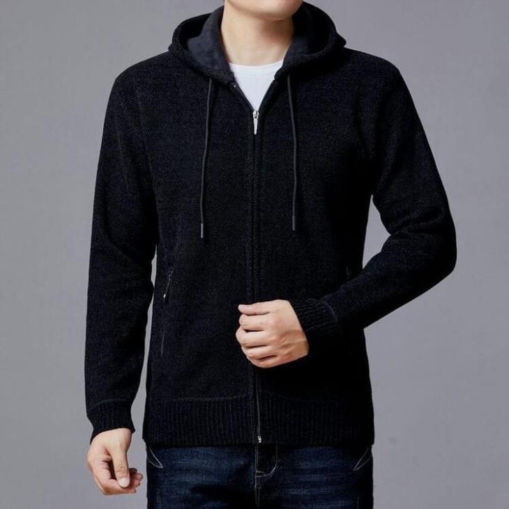 Mens Grey Sherpa Zip Through Knitted Hoodie  |  Hoodies & Sweatshirts Hoodies & Sweatshirts Grey