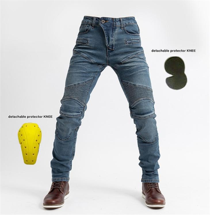 Mens Light Blue Denim Biker Jeans  |  Denim Denim Blue