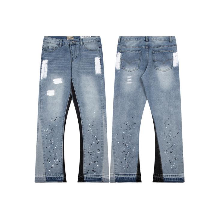 Mens Loose-Fit Denim And Knit Jeans  |  Denim Denim Blue