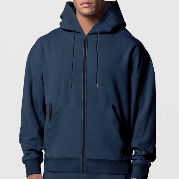 Mens Navy Zip Thru Hoody  |  Hoodies & Sweatshirts Hoodies & Sweatshirts Blue