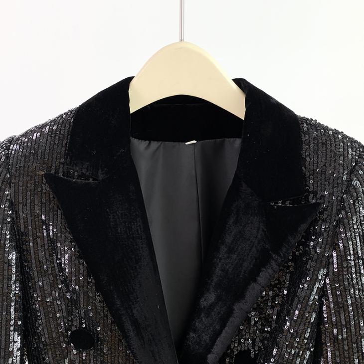 Mens Two-Tone Jacket With Sequin Embroidery  |  Jackets And Blazers Jackets And Blazers Black