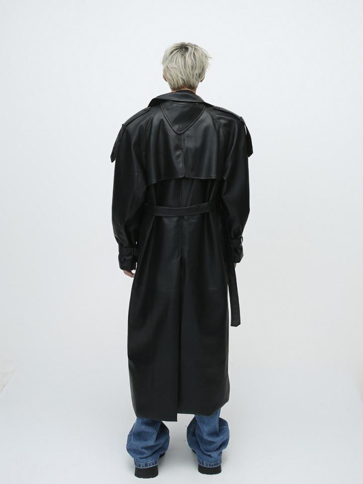 Womens Belted Trench Coat In Lambskin Leather  |  Outerwear Outerwear Black