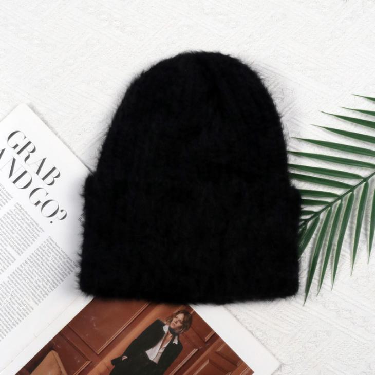 Womens Black Eyelash Knit Cuffed Beanie  |  Hats Hats Black