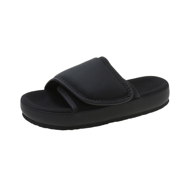 Womens Black Glitter Velcro Sandal Slider  |  Sandals Sandals Black