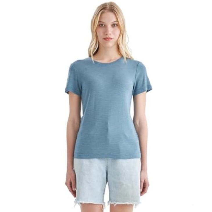 Womens Blue Plain Ribbed T-Shirt  |  Tops & T-Shirts Tops & T-Shirts Blue