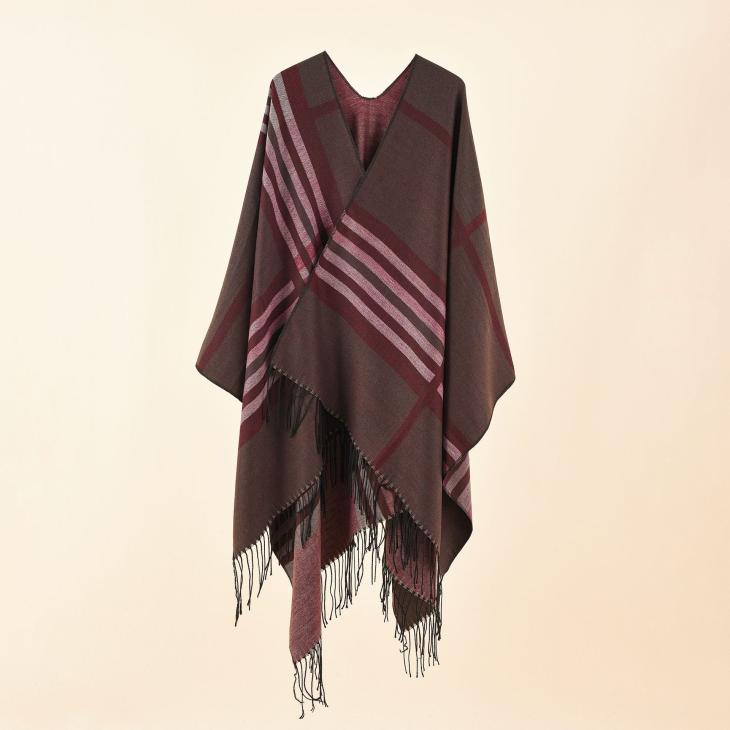 Womens Burgundy Check Shawl Wrap  |  Scarves & Wraps Scarves & Wraps Red