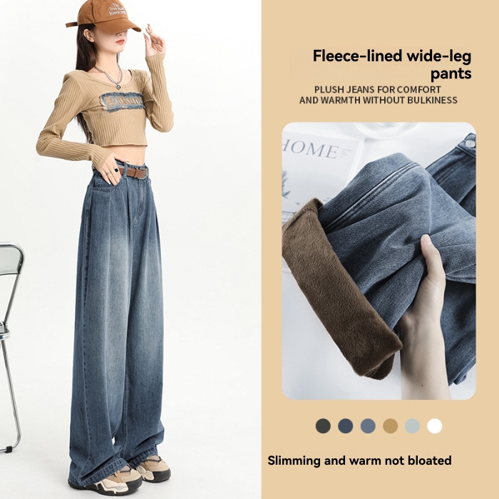 Womens Pleated Denim Jeans  |  Denim Denim Blue