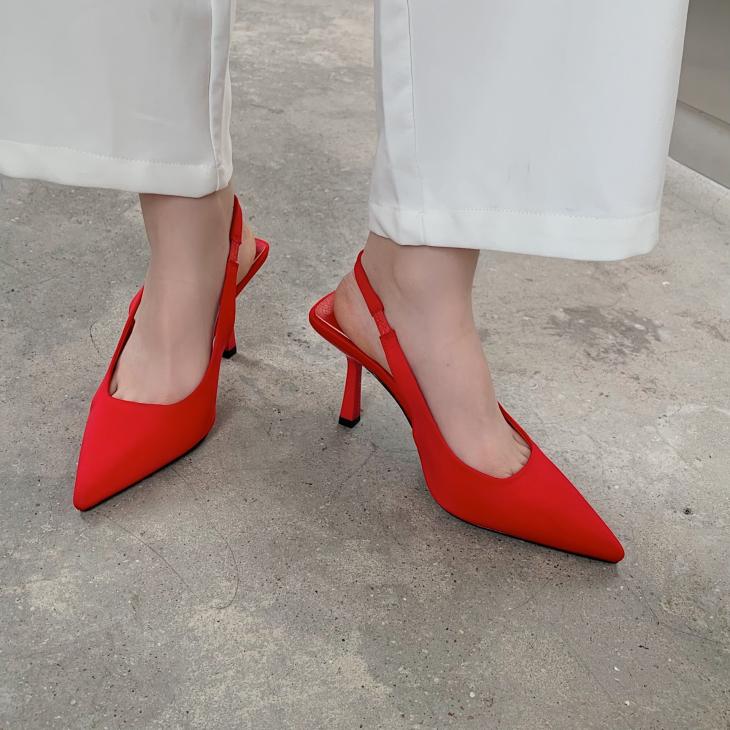 Womens Red Plain Slingback Stiletto Heel Pumps  |  Heels Heels Heels