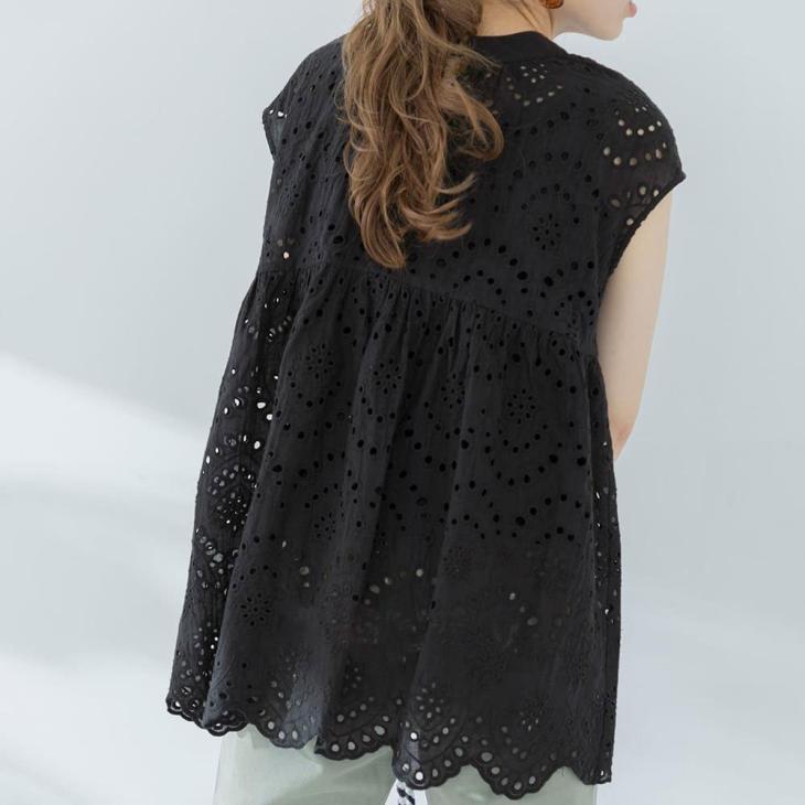 Womens Black Broderie Shirt  |  Shirts & Blouses Shirts & Blouses Black