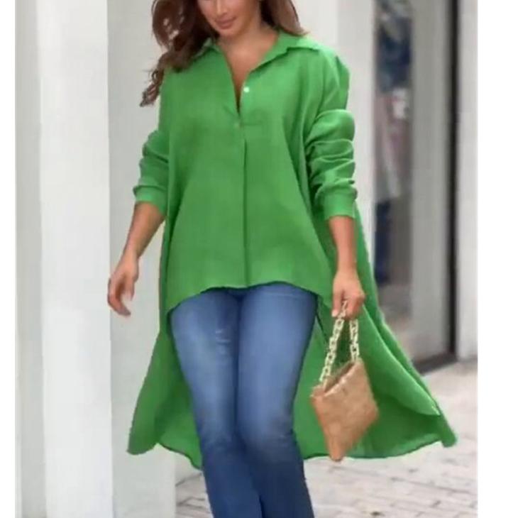 Womens Green Linen Blend Shirt  |  Shirts & Blouses Shirts & Blouses Green