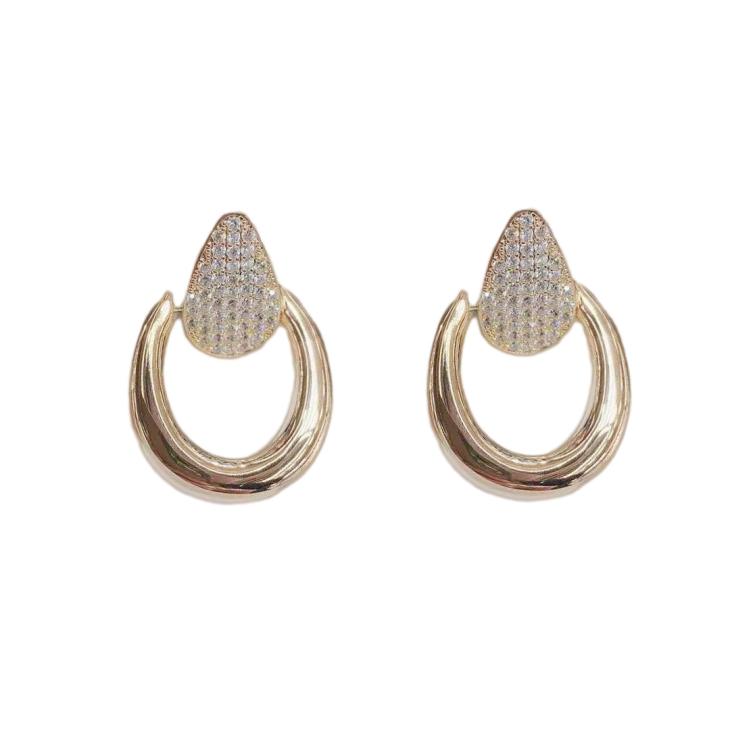 Womens Gold Diamante Door Knocker Earrings  |  Jewellery Jewellery Gold