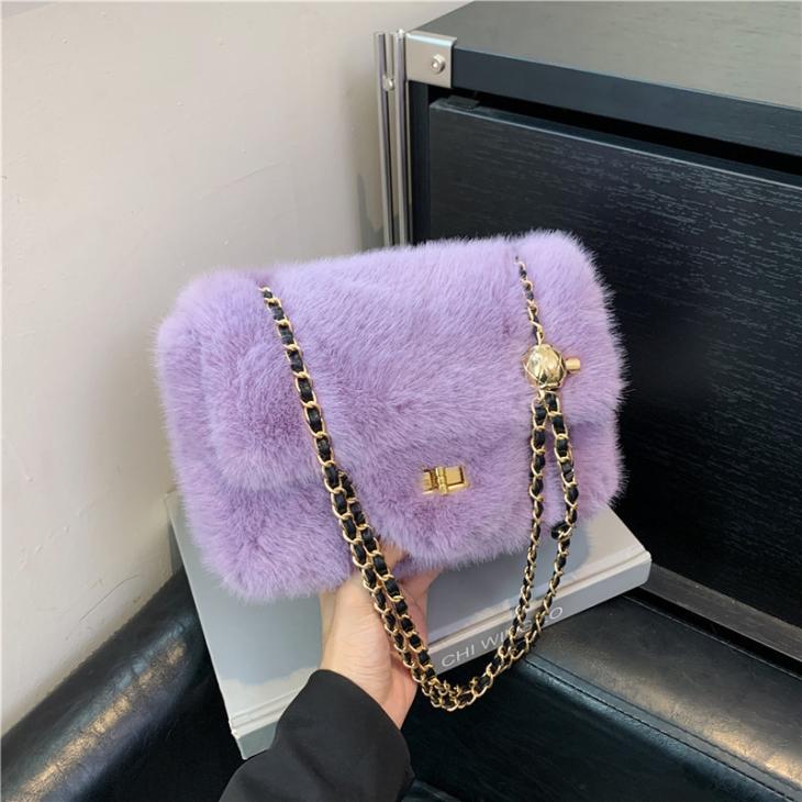 Womens Mink Fluffy Cross Body Bag  |  Bags Bags Bags